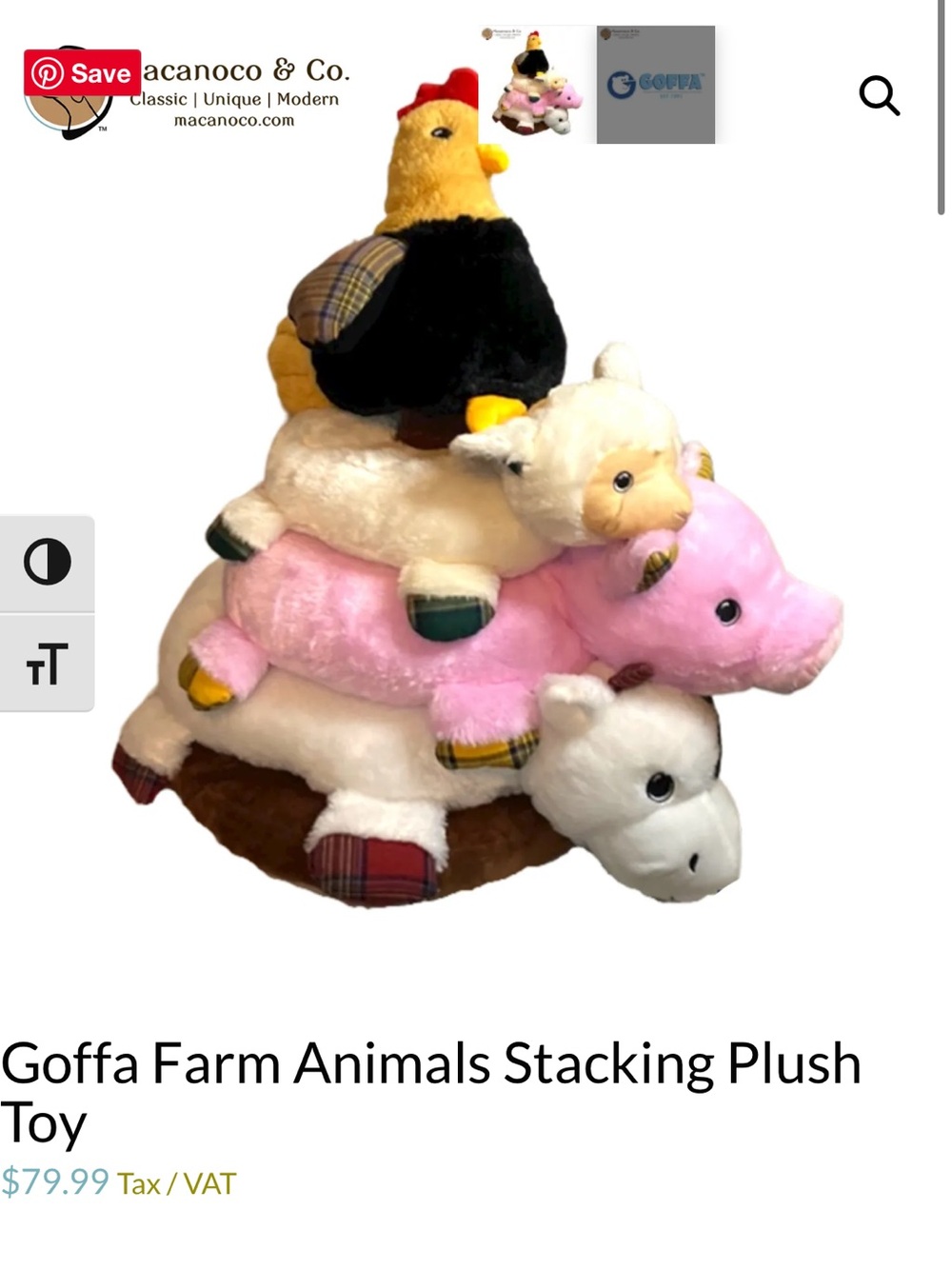 EUC Goffa Multicolor Farm Animals Stacking Plush Set